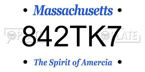 842TK7 Massachusetts License Plate