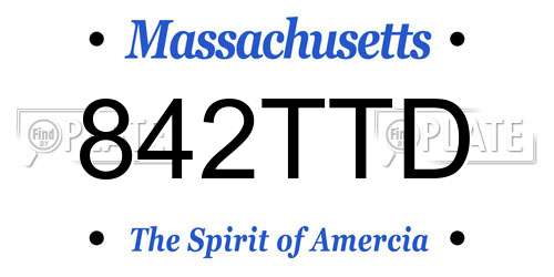 842TTD Massachusetts License Plate