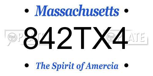 842TX4 Massachusetts License Plate