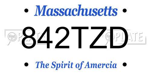 842TZD Massachusetts License Plate