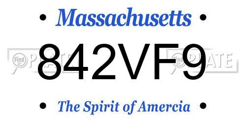 842VF9 Massachusetts License Plate