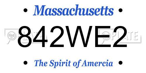 842WE2 Massachusetts License Plate