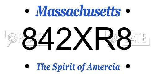 842XR8 Massachusetts License Plate