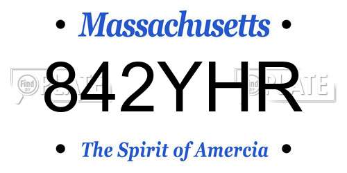 842YHR Massachusetts License Plate