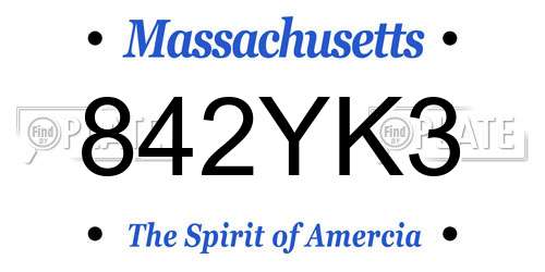 842YK3 Massachusetts License Plate