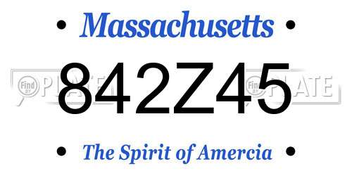 842Z45 Massachusetts License Plate