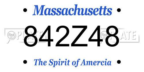 842Z48 Massachusetts License Plate