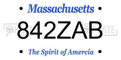 842ZAB Massachusetts License Plate