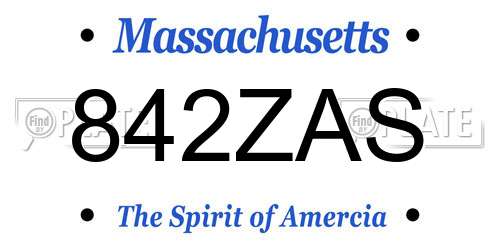 842ZAS Massachusetts License Plate