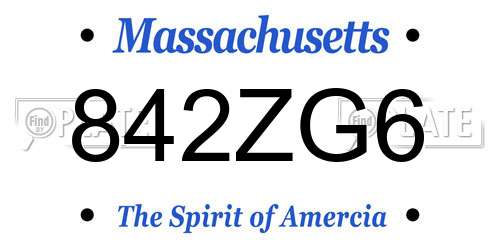 842ZG6 Massachusetts License Plate