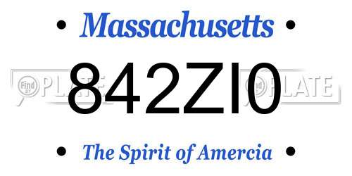 842ZI0 Massachusetts License Plate