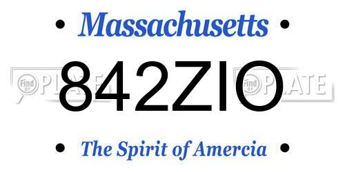 842ZIO Massachusetts License Plate