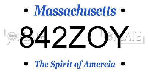 842ZOY Massachusetts License Plate
