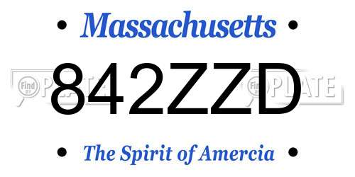 842ZZD Massachusetts License Plate