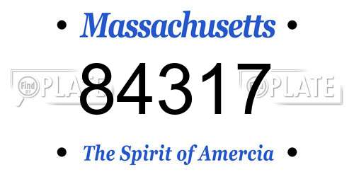 84317 Massachusetts License Plate