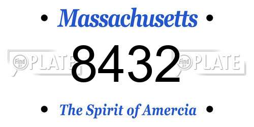 8432 Massachusetts License Plate