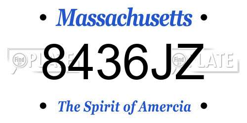 8436JZ Massachusetts License Plate