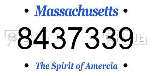 8437339 Massachusetts License Plate