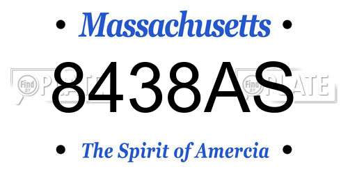 8438AS Massachusetts License Plate