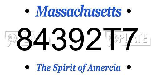 84392T7 Massachusetts License Plate