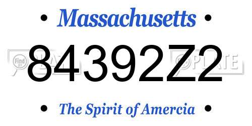 84392Z2 Massachusetts License Plate