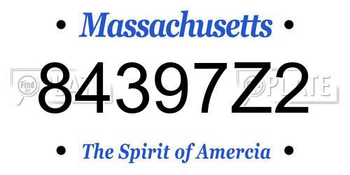 84397Z2 Massachusetts License Plate