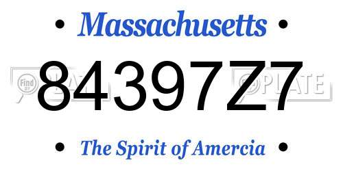 84397Z7 Massachusetts License Plate