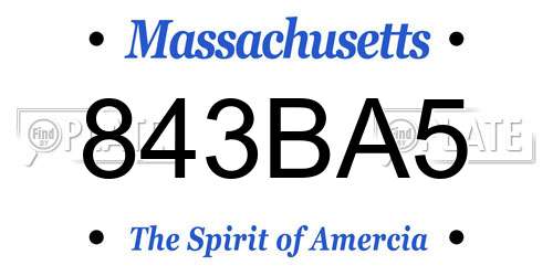 843BA5 Massachusetts License Plate