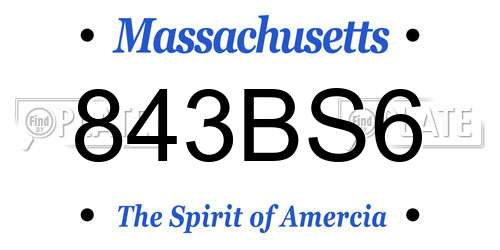 843BS6 Massachusetts License Plate