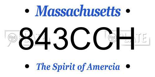 843CCH Massachusetts License Plate