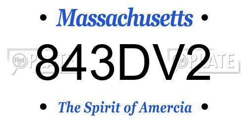 843DV2 Massachusetts License Plate