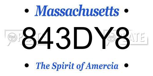 843DY8 Massachusetts License Plate