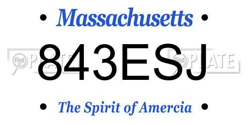 843ESJ Massachusetts License Plate