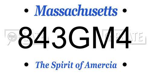 843GM4 Massachusetts License Plate