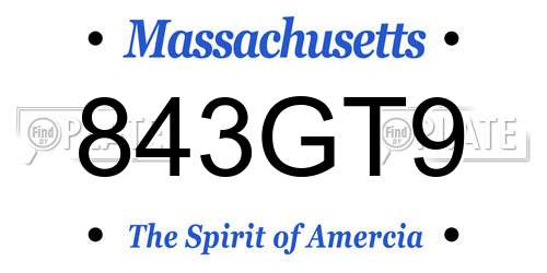 843GT9 Massachusetts License Plate