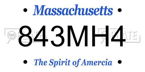 843MH4 Massachusetts License Plate