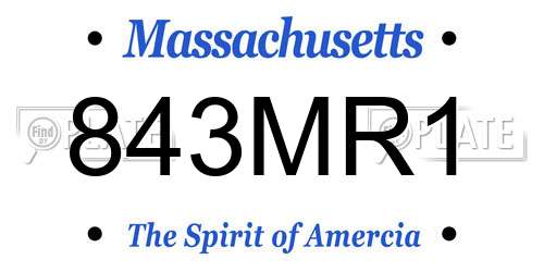 843MR1 Massachusetts License Plate