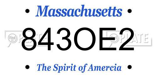 843OE2 Massachusetts License Plate