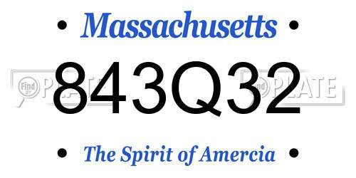 843Q32 Massachusetts License Plate