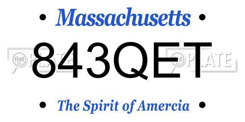 843QET Massachusetts License Plate