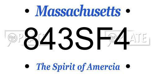 843SF4 Massachusetts License Plate