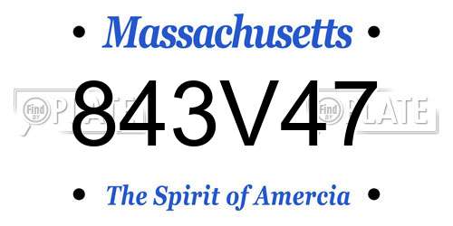843V47 Massachusetts License Plate