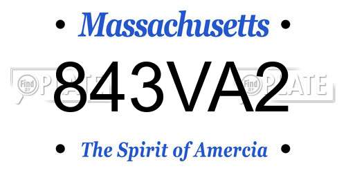 843VA2 Massachusetts License Plate