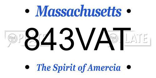 843VAT Massachusetts License Plate