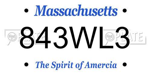 843WL3 Massachusetts License Plate