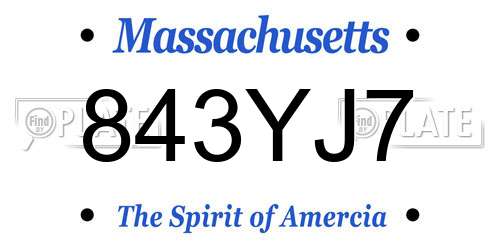 843YJ7 Massachusetts License Plate
