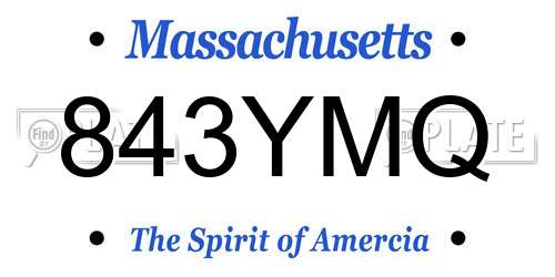 843YMQ Massachusetts License Plate