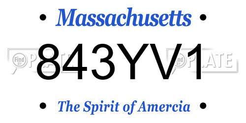 843YV1 Massachusetts License Plate