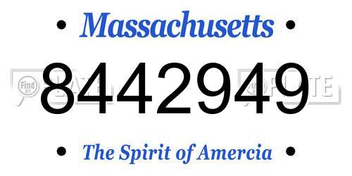 8442949 Massachusetts License Plate