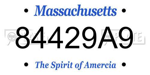 84429A9 Massachusetts License Plate